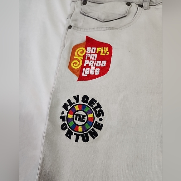 Born Fly Mens Size 40 Jean Shorts light gray Embroidered Price is Right - Picture 2 of 9